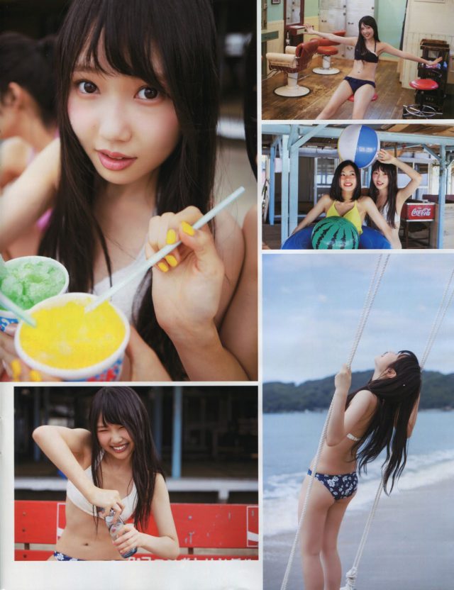 【いつかの夏の日】HKT48・井上由莉耶(17)と深川舞子(17)と田中優香(16)の週刊誌水着画像