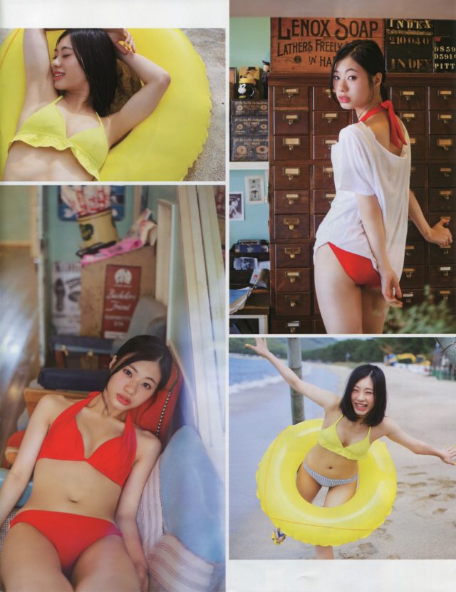 【いつかの夏の日】HKT48・井上由莉耶(17)と深川舞子(17)と田中優香(16)の週刊誌水着画像